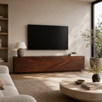 Carved Wave Wood Media Console