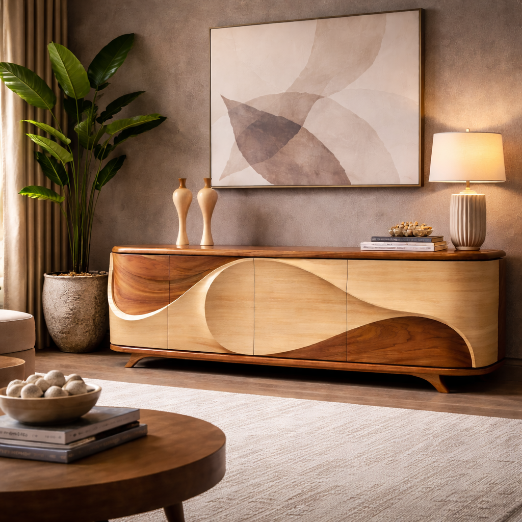Organic Sideboard – Sculptural Solid Wood Storage Cabinet