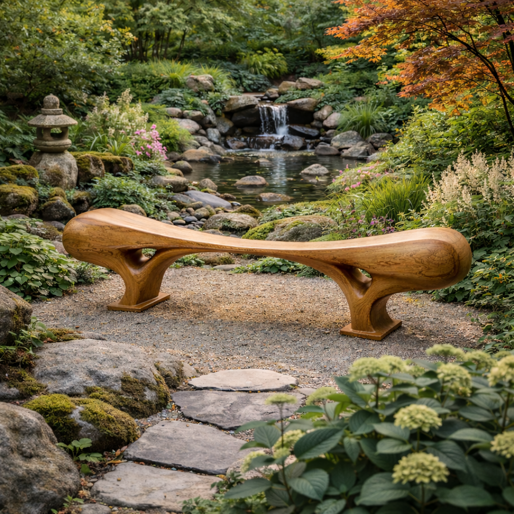 Solid Wood Garden Bench – Modern Outdoor Seating