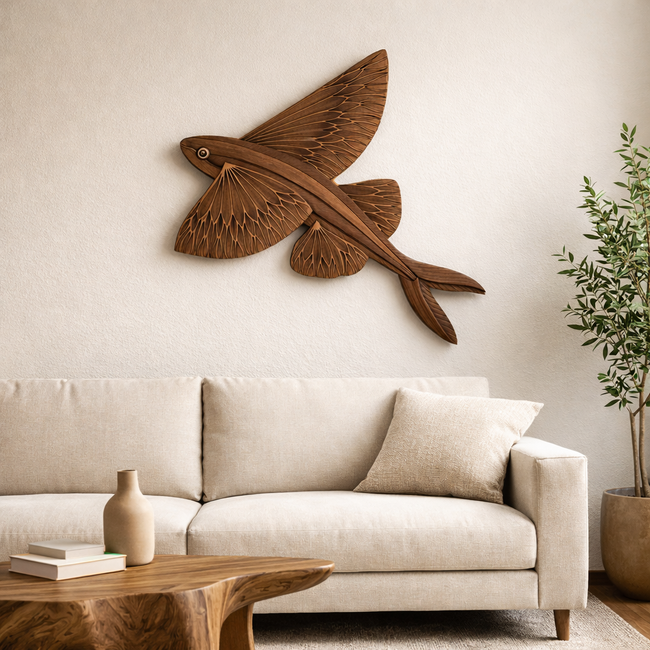 Flying Eagle Wall Art – Solid Wood Decorative Panel for Rustic Home Deco Hover Image