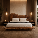 Live Edge Bed Frame – Solid Wood Bed with Sculptural Headboard