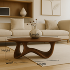 Sculptural Wave Wooden Coffee Table – Modern Curved Design