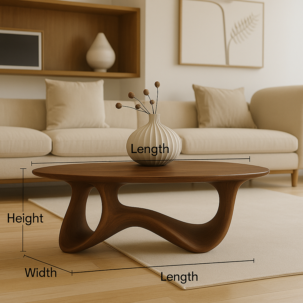 Sculptural Wave Wooden Coffee Table – Modern Curved Design