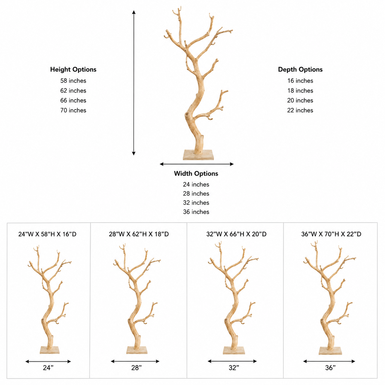 Tree Branch Wood Coat Rack – Solid Wood Entryway Hall Tree with Hooks for Home Decor