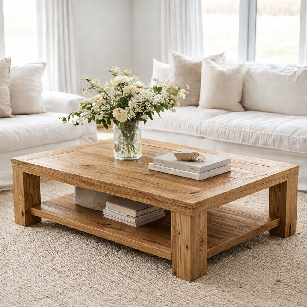 Solid Wood Coffee Table – Modern Natural Furniture for Living Rooms