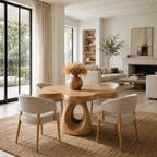 Sculptural Dining Table – Solid Wood Round Table for Dining Room