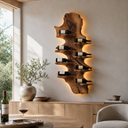 Wall-Mounted Wine Rack – Solid Wood Bottle Holder for Home Bar