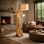 Sculptural Standing Lamp – Solid Wood Floor Light for Living Room Decor