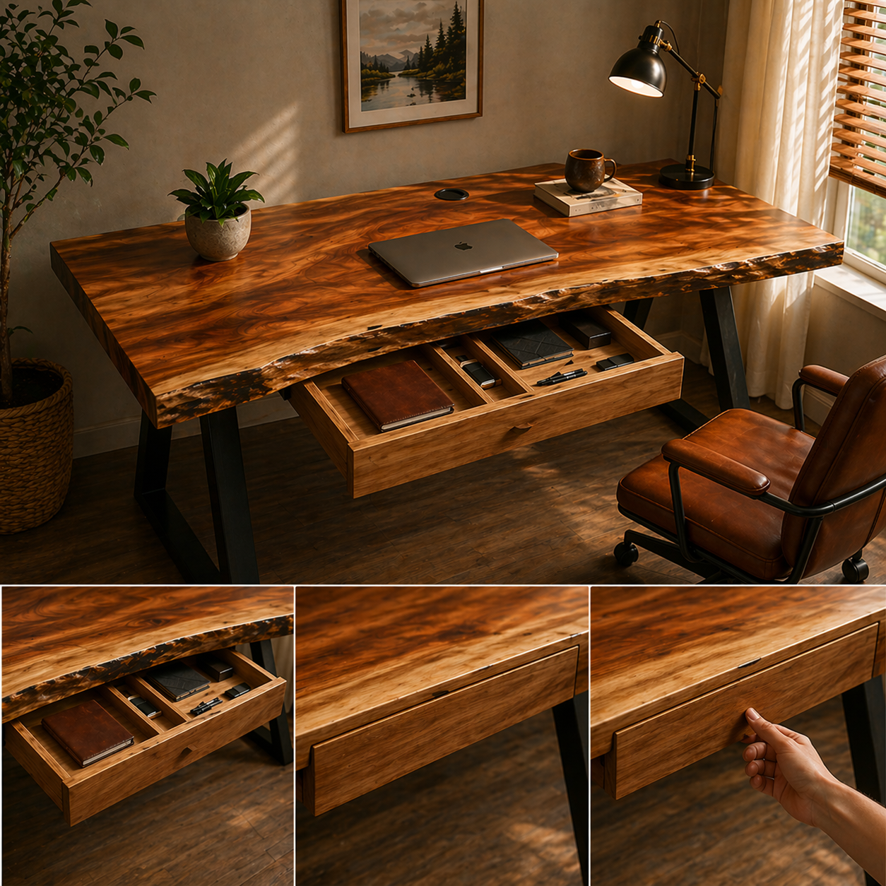 Executive Desk – Solid Wood Desk with Drawers for Luxury Home Office Decor