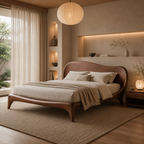 Curved Bed Frame – Solid Wood Platform Bed for Modern Bedroom