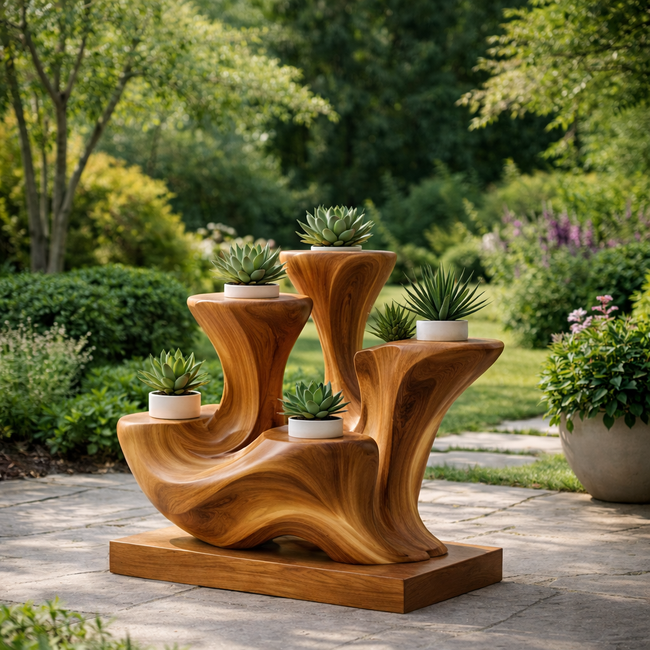 Handcrafted Wooden Multi-tiered Garden Planter – Outdoor Decorative Plant Stand Main Image