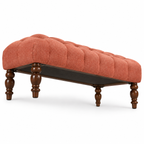Tufted Upholstered Bench with Turned Wood Legs