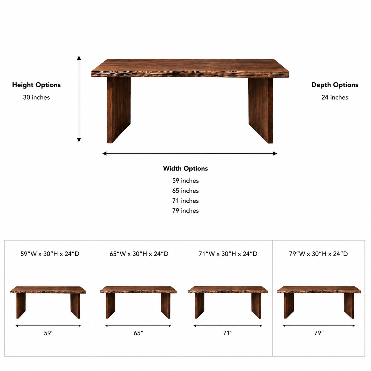 Live Edge Wood Desk – Solid Wood Office Table with Natural Edge for Home Office Decor
