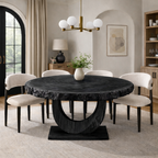 Round Solid Wood Dining Table with Sculptural Base | Modern Luxury Dining Centerpiece