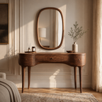 Makeup Vanity Table – Solid Wood Vanity with Oval Mirror