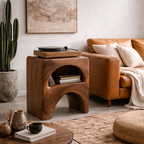 Handcrafted Solid Wood Sculptural Stool – Organic Side Table & Accent Furniture
