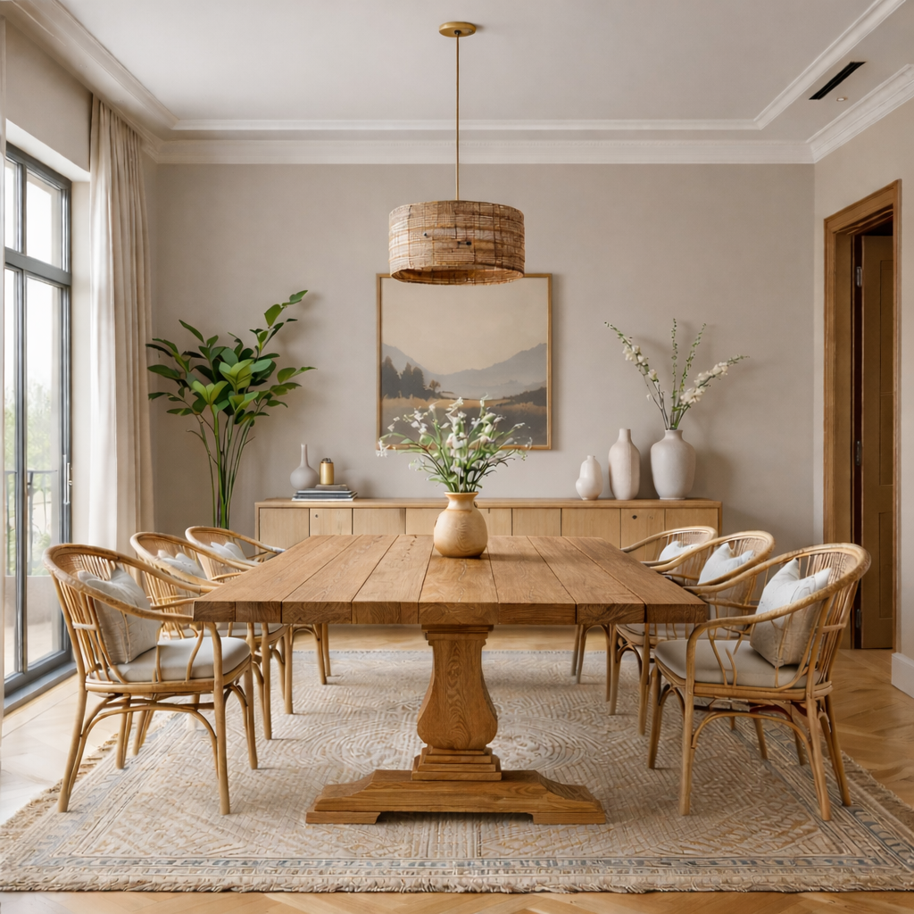 Solid Wood Dining Table – Modern Natural Furniture for Dining Spaces
