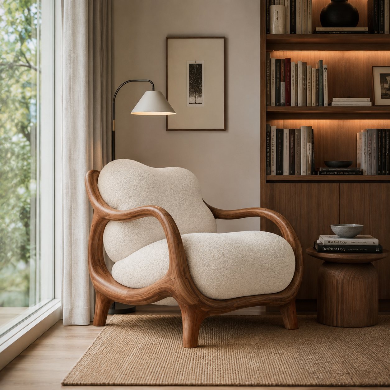 Organic Sculptural Wood Lounge Chair