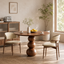 Round Wood Dining Table – Solid Wood Pedestal Table with Sculptural Ball Base for Dining Room Decor