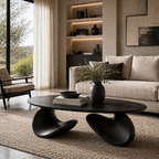 Sculptural Coffee Table Set – Solid Wood Modern Tables for Living Room Decor