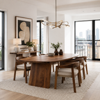 Oval Wood Dining Table Set – Solid Wood Dining Room Table with Chairs for Coastal Home Decor