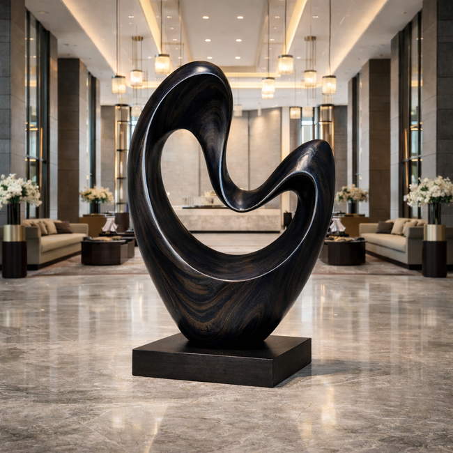 Abstract Sculptural Wooden Art Statue | Modern Luxury Interior & Lobby Statement Piece Main Image
