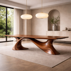 Wave Base Dining Table – Sculptural Solid Wood Table for Luxury Dining Room