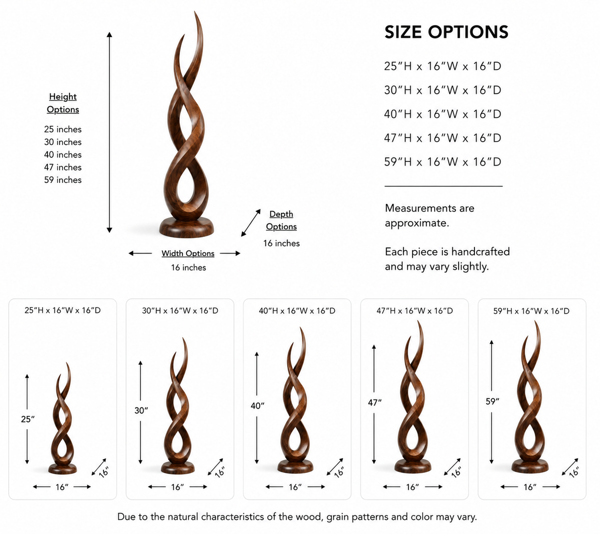 Twisted Wood Sculpture – Sculptural Solid Wood Art for Modern Home