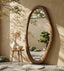 Oval Full Length Mirror – Solid Wood Standing Mirror for Bedroom Decor