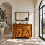 Botanical Carved Wood Accent Cabinet
