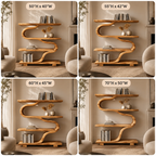 S-Shaped Bookcase – Sculptural Solid Wood Shelf for Living Room