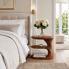 Sculptural Wood Nightstand – Solid Wood Bedside Table for Bedroom Decor