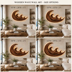 Wave Wood Wall Art – Solid Wood Backlit Wall Decor for Bedroom Decor