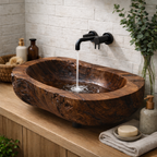 Petrified Wood Vessel Sink – Natural Fossil Wood Bathroom Vanity Bowl
