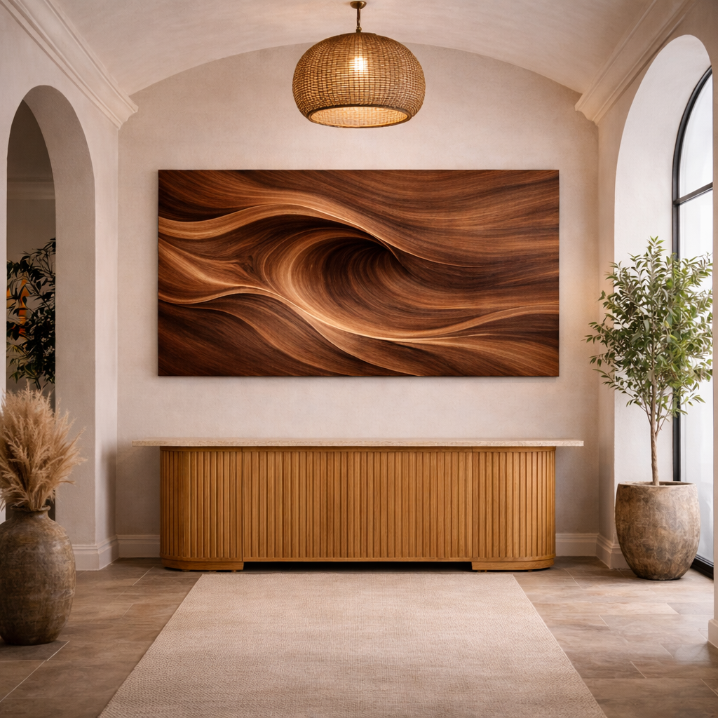 Carved Wooden Leaf Wall Art – Modern Natural Sculpture
