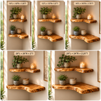 Live Edge Corner Shelves – Solid Wood Floating Shelves for Home Decor