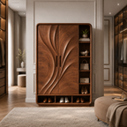 Carved Wood Wardrobe – Solid Wood Storage Cabinet for Bedroom Decor
