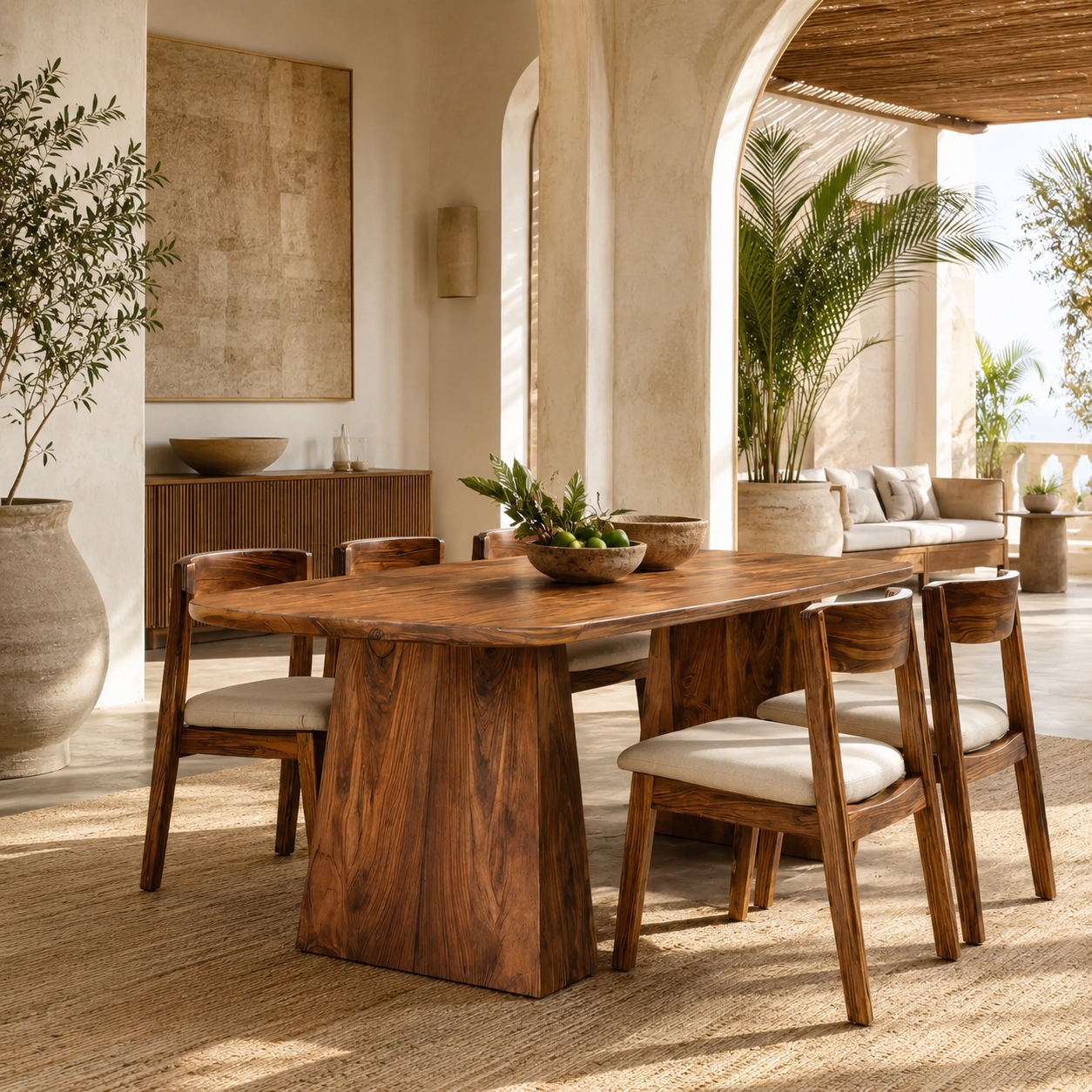 Oval Wood Dining Table Set – Solid Wood Dining Room Table with Chairs for Modern Organic Decor