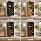 Wood Bathroom Storage Cabinet – Solid Wood Linen Cabinet with Shelves for Bathroom Decor