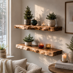 Burl Wood Live Edge Floating Shelves