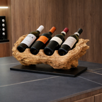 Wooden Wine Bottle Holder – Natural Tabletop Display