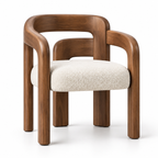 Sculptural Wood Frame Bouclé Armchair