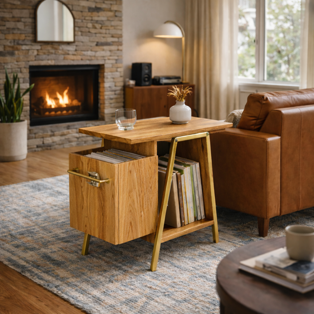 Solid Wood Side Table – Modern Natural Accent Table
