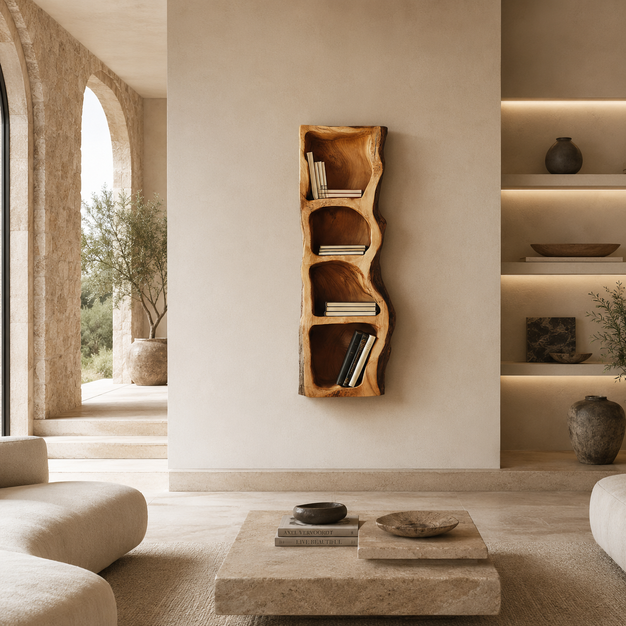 Organic Wall Shelf – Solid Wood Display Shelf for Home Decor