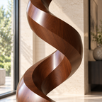 Spiral Flame Wood Floor Sculpture