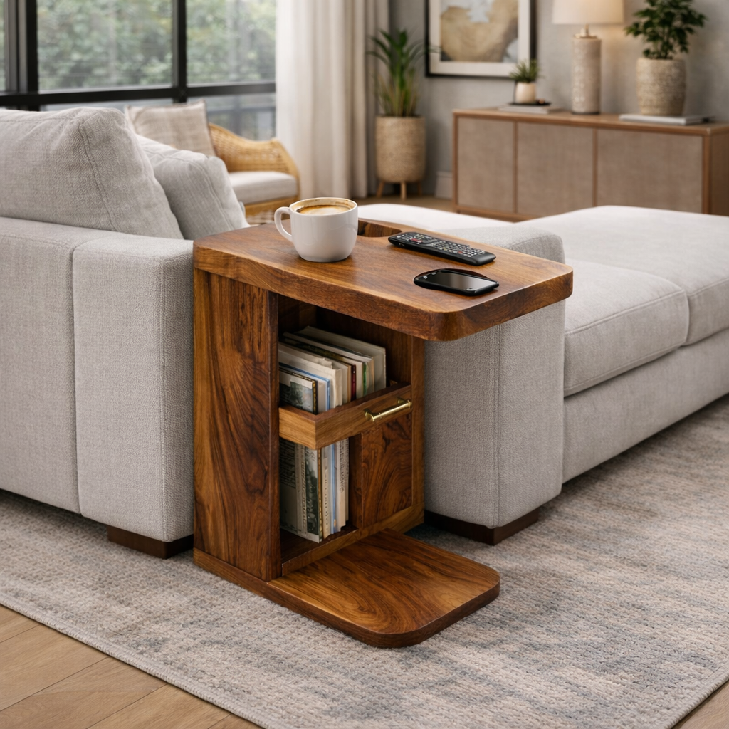 Solid Wood Side Table – Modern Natural Accent Table