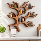 Tree Branch Wood Spice Shelf with Towel Bar