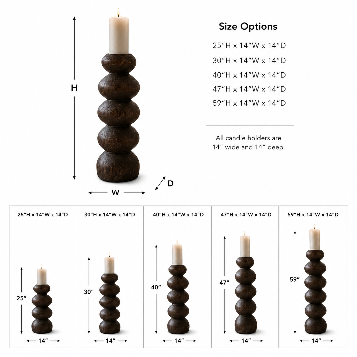 Stacked Wood Candle Holder – Solid Wood Sculptural Candle Stand for Living Room Decor