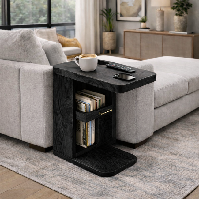 Solid Wood Side Table – Modern Natural Accent Table Main Image