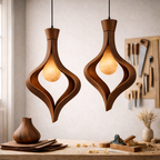 Sculptural Wooden Pendant Light – Organic Hanging Lamp for Modern Interiors
